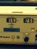 The RF generator with displays showing impedance, RF current, RF Watts and needle core temperature. (When the needle is cooled this temp will remain at about 26 degrees until the coolant flow is turned off).